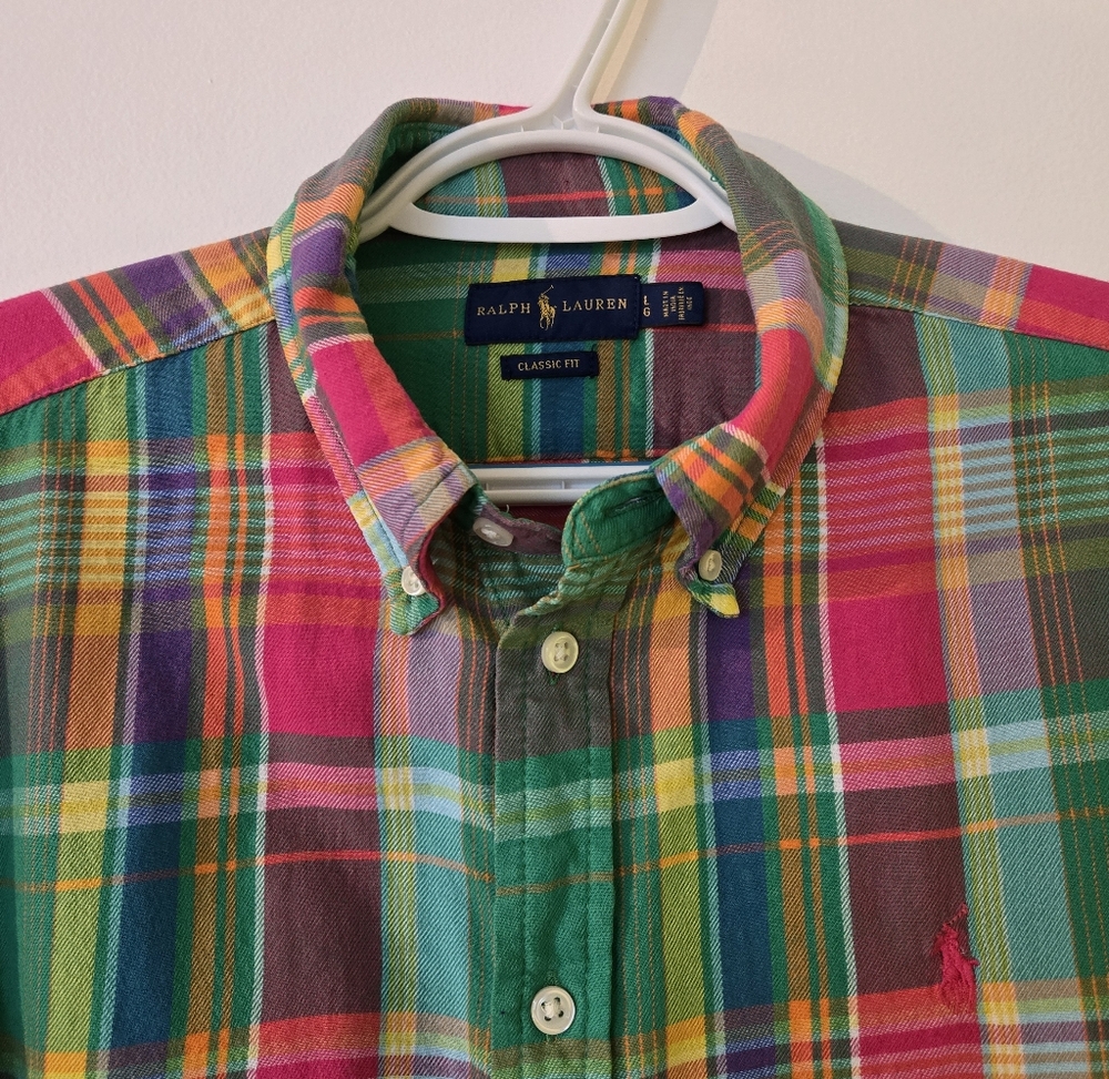 Ralph Lauren Multi Color Cotton Shirt Classic Fit Size L - Picture 2 of 12